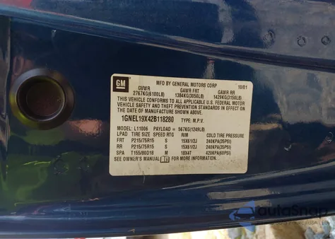 2002 Chevrolet Astro Ls z USA, uszkodzony, nr VIN 1GNEL19X42B118280